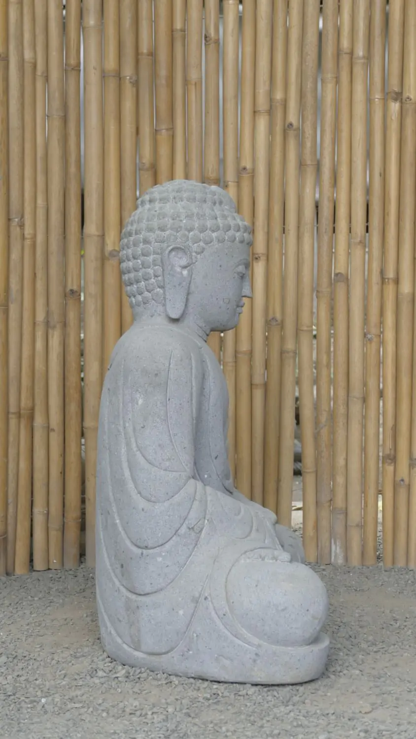  Product image 6 of the product “Seated Japanese Buddha made of Riverstone in Dhyana position - gesture of meditation, H. 99cm ”